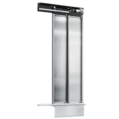 PORTA DE PAVIMENTO COMPLETA, ABERTURA LATERAL DIREITA, 2 FOLHAS, MECANISMO MODELO T2230-L2, AÇO INOX 304, ABERTURA 800X2000MM, BATENTE 120MM