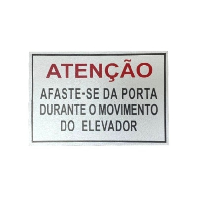 PLACA DE SINALIZAÇÃO PARA PORTA PANTOGRÁFICA 105 X 155MM