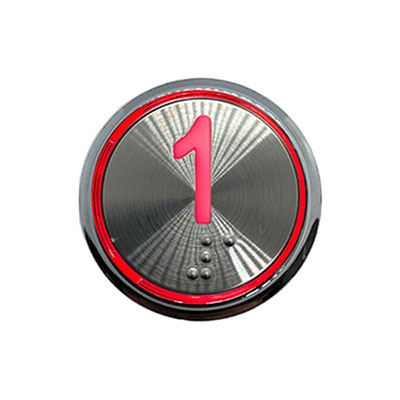 BOTÃO COM BRAILLE LED VERMELHO 35,6MM 1